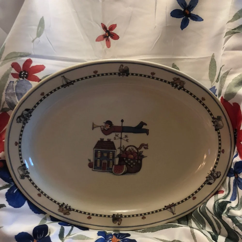 International Tableworks Susan Winget 1994 WINDY HILL 14” Oval Serving Platter